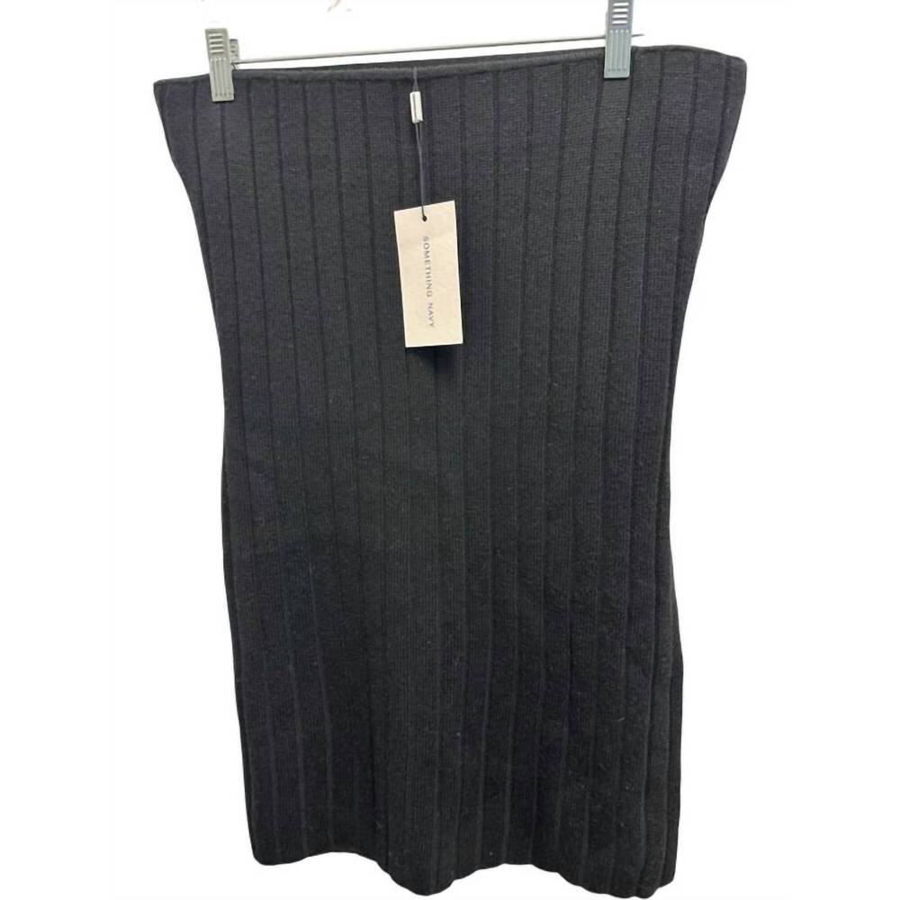 NEW SOMETHING NAVY women's wool blend ribbed tube top in black leather